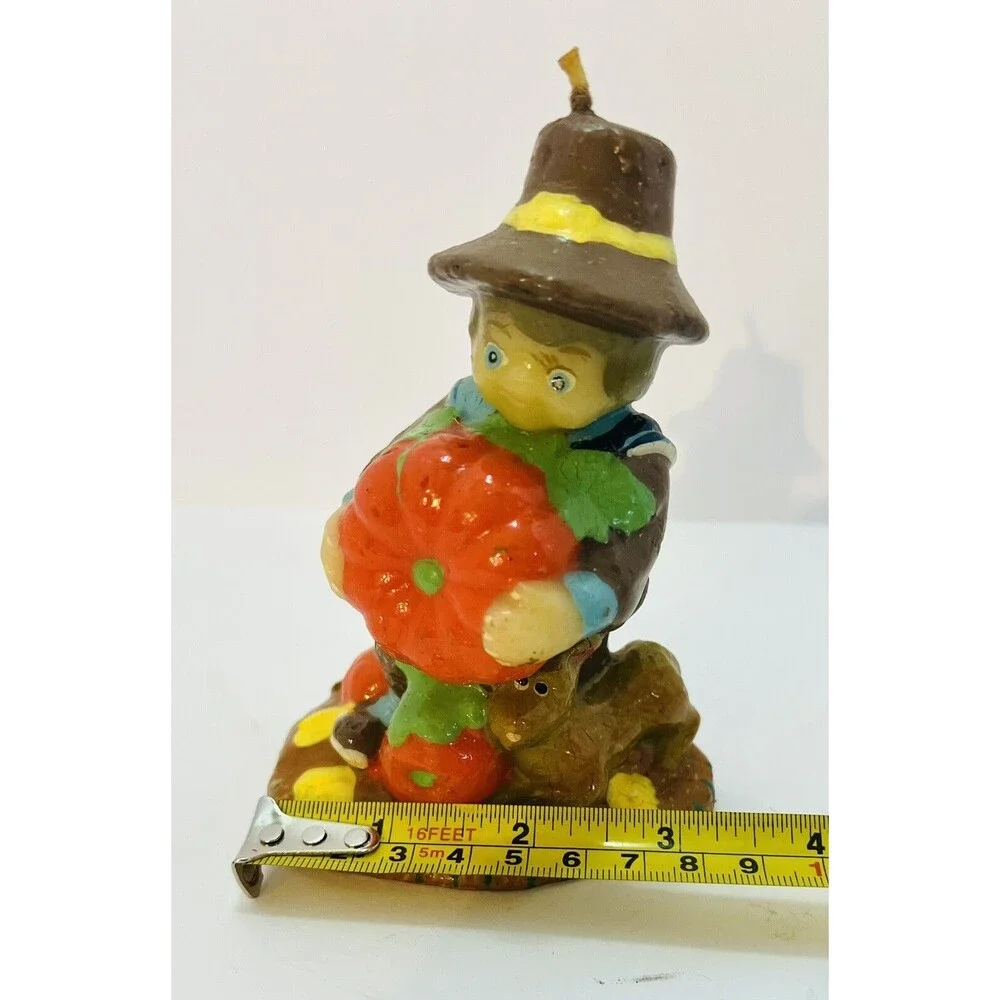 Vintage Pilgrim Figural Candle Thanksgiving Fall Pumpkin Decor